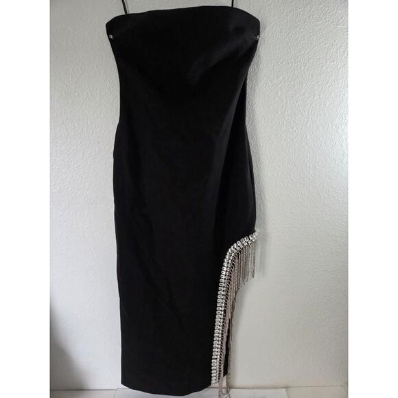 5 a 7 Cinq a Sept Womens Black Sammy Rhinestone Fringe Dress Size 6 - Picture 2 of 4